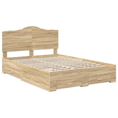 Struttura del letto con testiera Rovere Sonoma 140 x 190 cm | homemem39