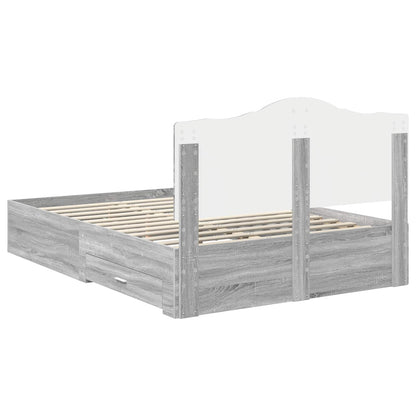 Struttura del letto con testiera Grigio Sonoma 140 x 190 cm | homemem39