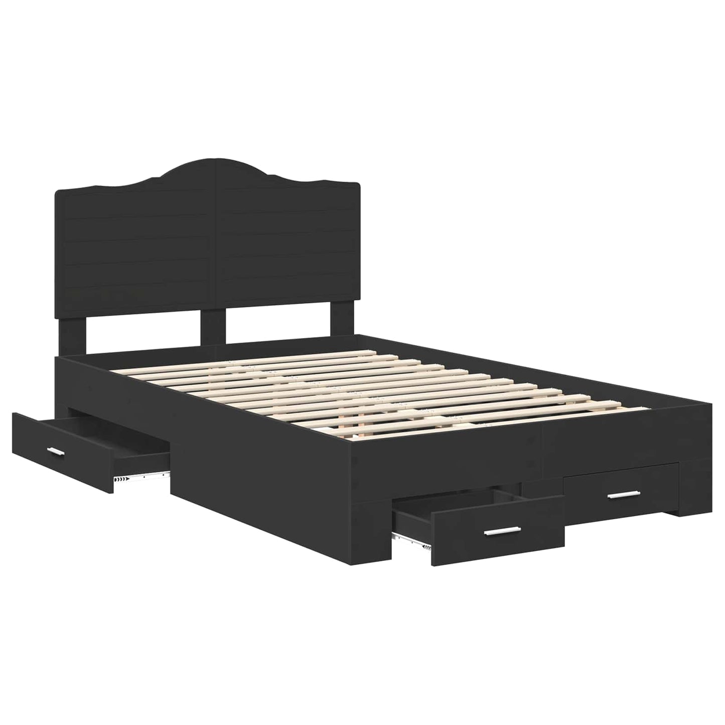 Struttura del letto Nero 135 x 190 cm Legno multistrato | homemem39