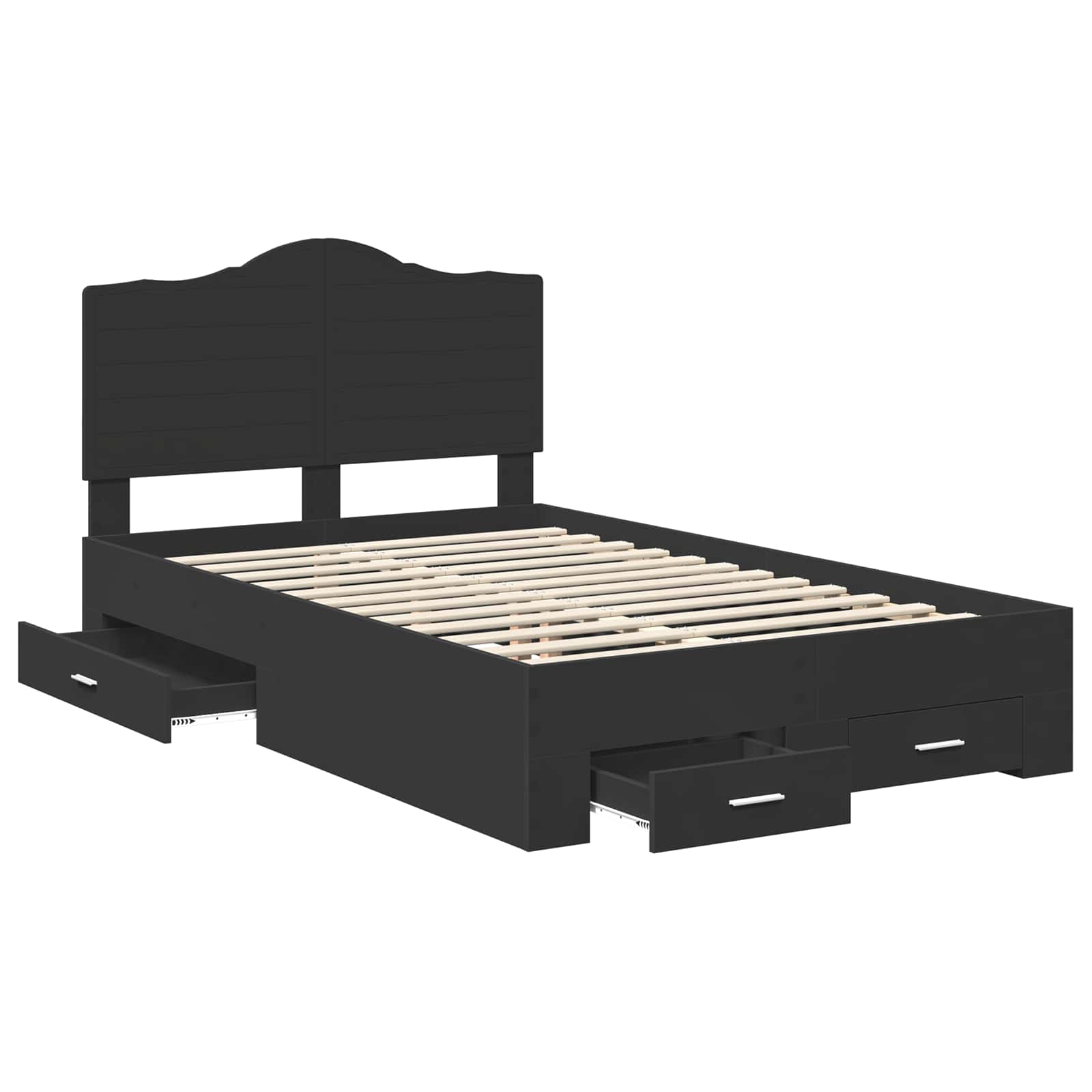 Struttura del letto Nero 135 x 190 cm Legno multistrato | homemem39
