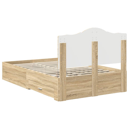 Struttura del letto con testiera Rovere Sonoma 135 x 190 cm | homemem39