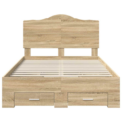 Struttura del letto con testiera Rovere Sonoma 135 x 190 cm | homemem39