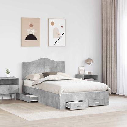 Struttura del letto con testiera Grigio cemento 135 x 190 cm | homemem39
