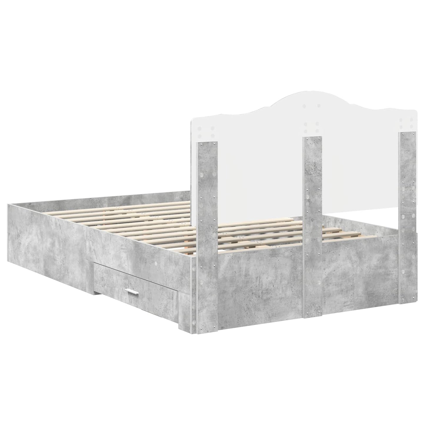Struttura del letto con testiera Grigio cemento 135 x 190 cm | homemem39