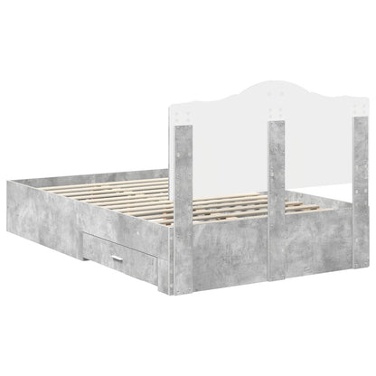 Struttura del letto con testiera Grigio cemento 135 x 190 cm | homemem39