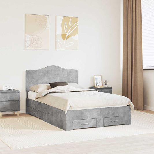 Struttura del letto con testiera Grigio cemento 120 x 200 cm | homemem39