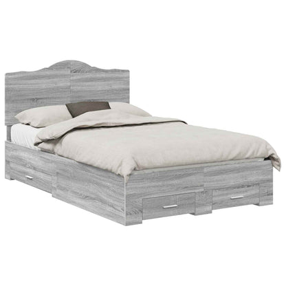 Struttura del letto con testiera Grigio Sonoma 120 x 200 cm | homemem39