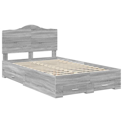 Struttura del letto con testiera Grigio Sonoma 120 x 200 cm | homemem39