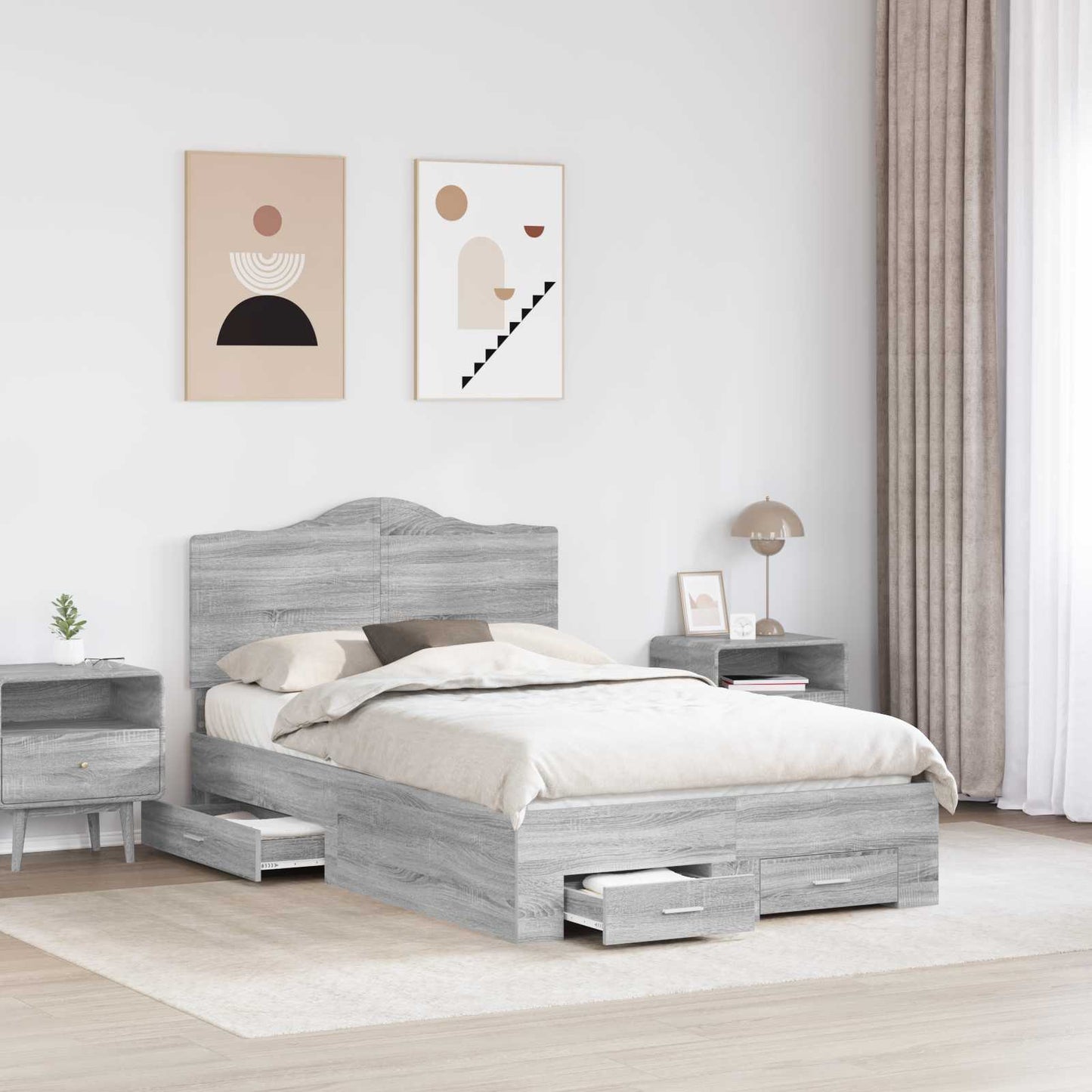 Struttura del letto con testiera Grigio Sonoma 120 x 190 cm | homemem39