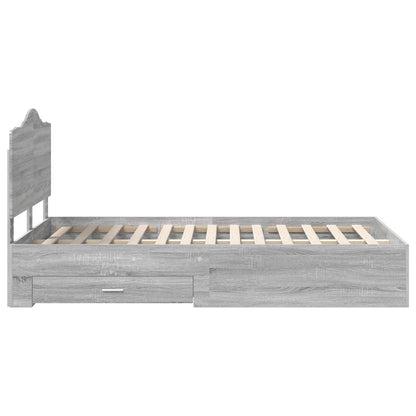 Struttura del letto con testiera Grigio Sonoma 120 x 190 cm | homemem39