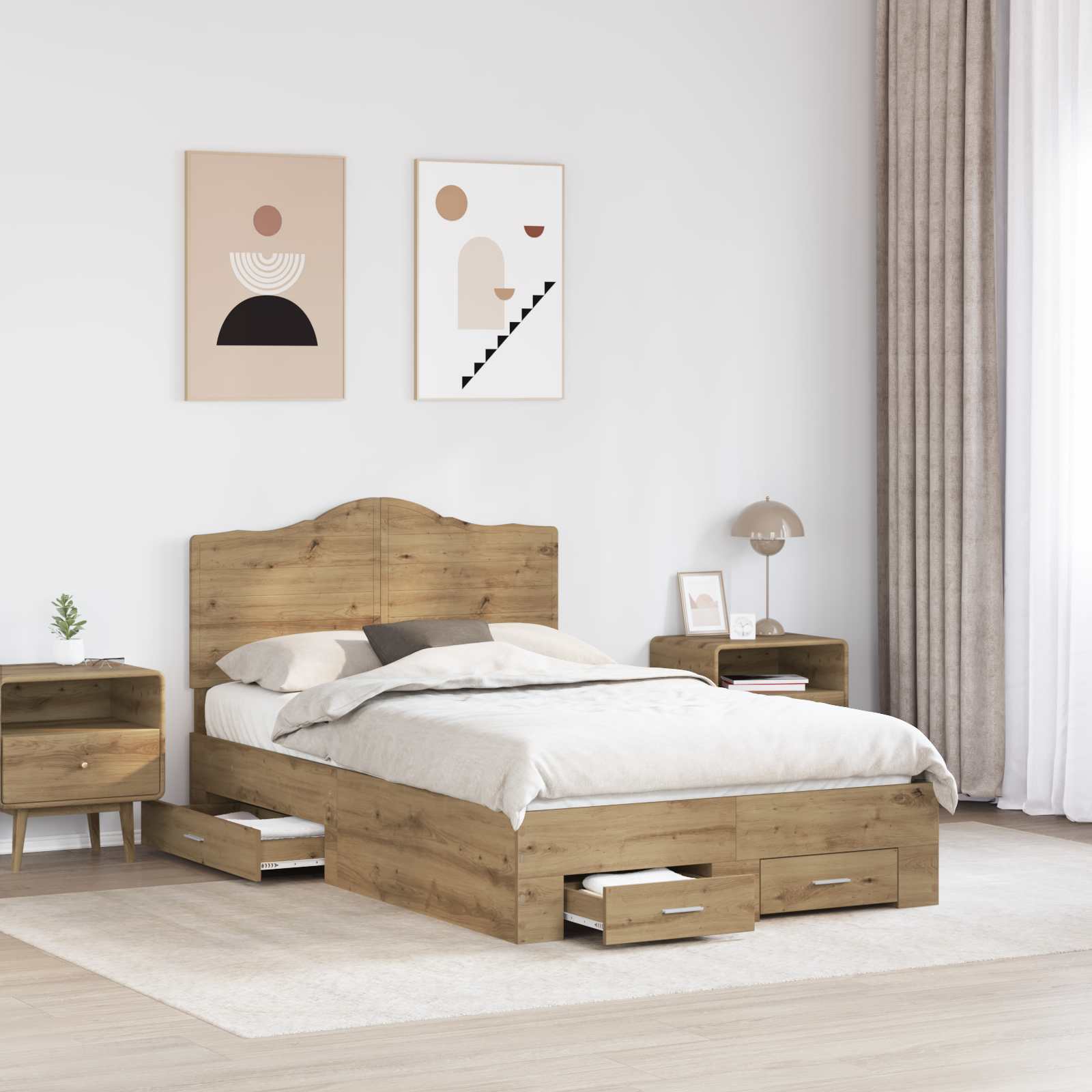 Struttura del letto Rovere artigianale 120 x 190 cm | homemem39