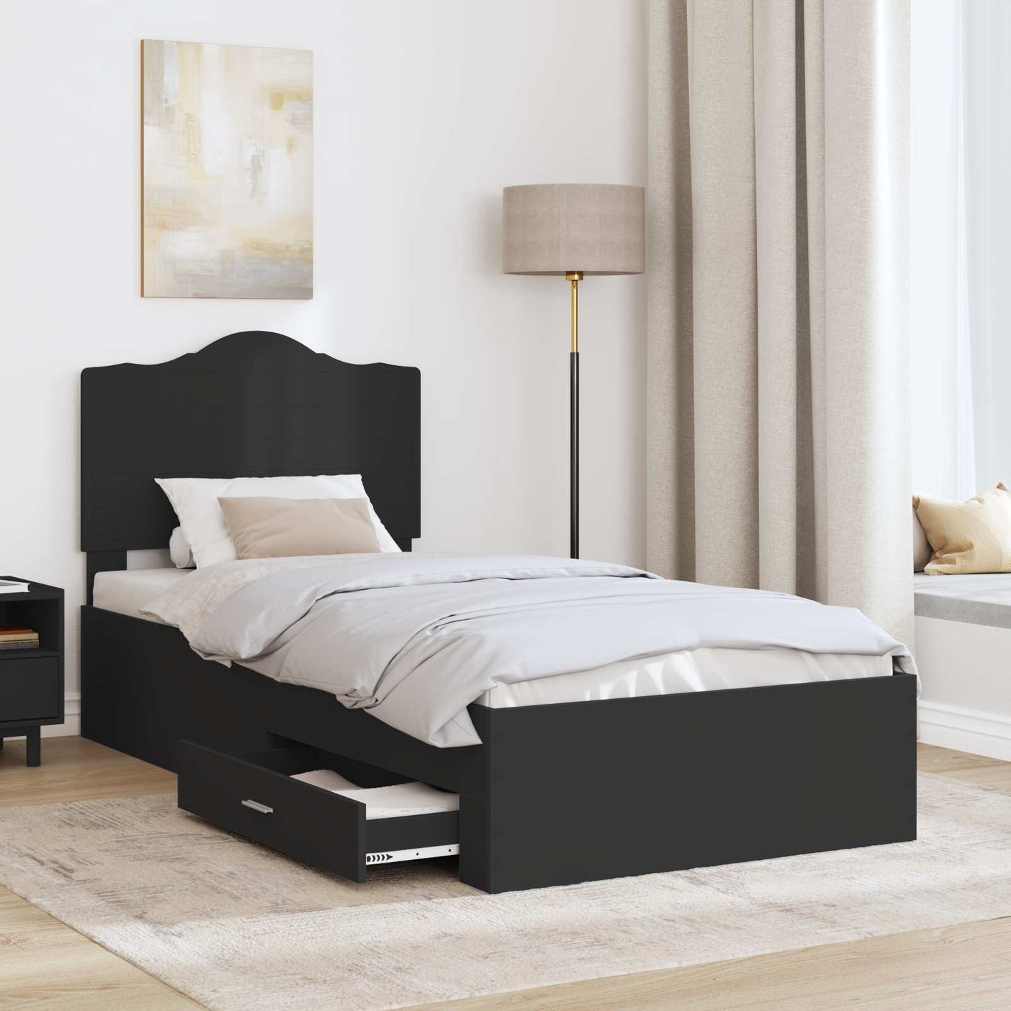 Struttura del letto Nero 100 x 200 cm Legno multistrato | homemem39