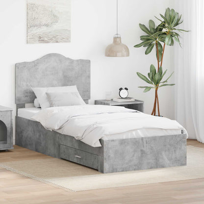 Struttura del letto con testiera Grigio cemento 100 x 200 cm | homemem39