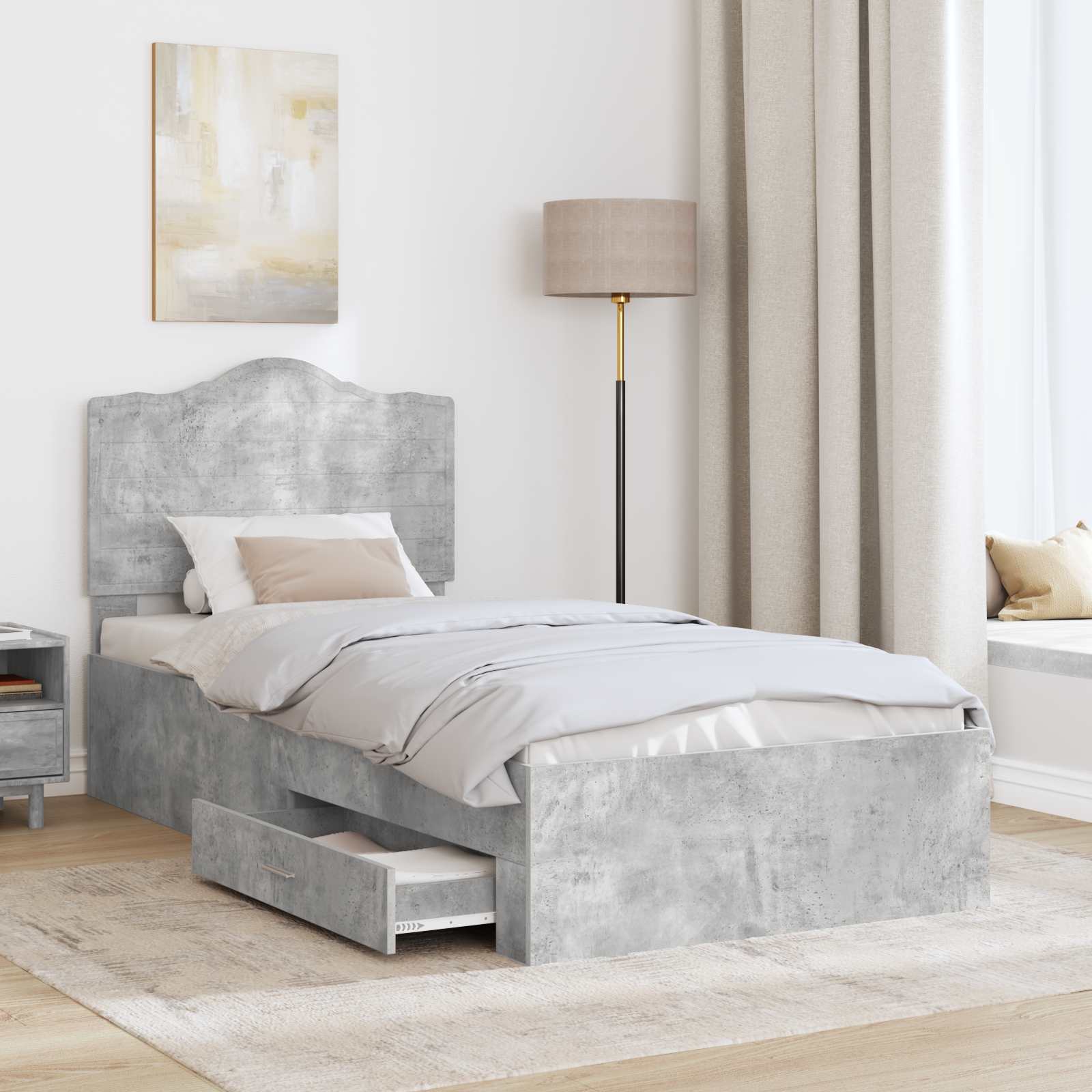 Struttura del letto con testiera Grigio cemento 100 x 200 cm | homemem39