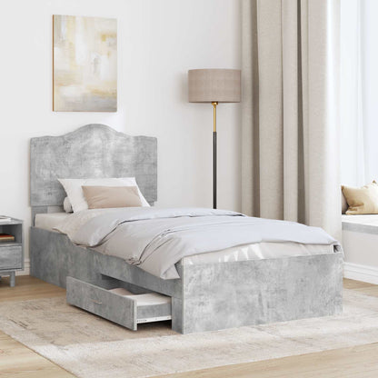 Struttura del letto con testiera Grigio cemento 100 x 200 cm | homemem39