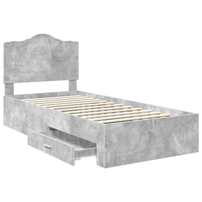Struttura del letto con testiera Grigio cemento 100 x 200 cm | homemem39