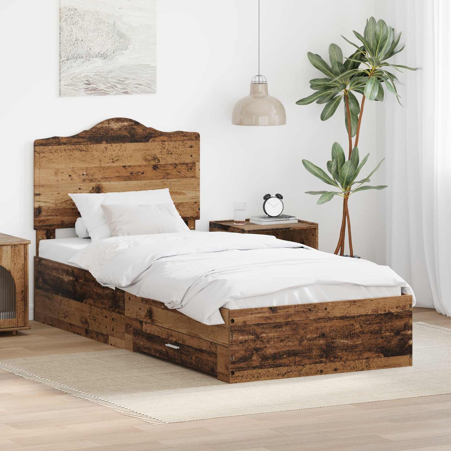Struttura del letto con testiera Legno vecchio 100 x 200 cm | homemem39