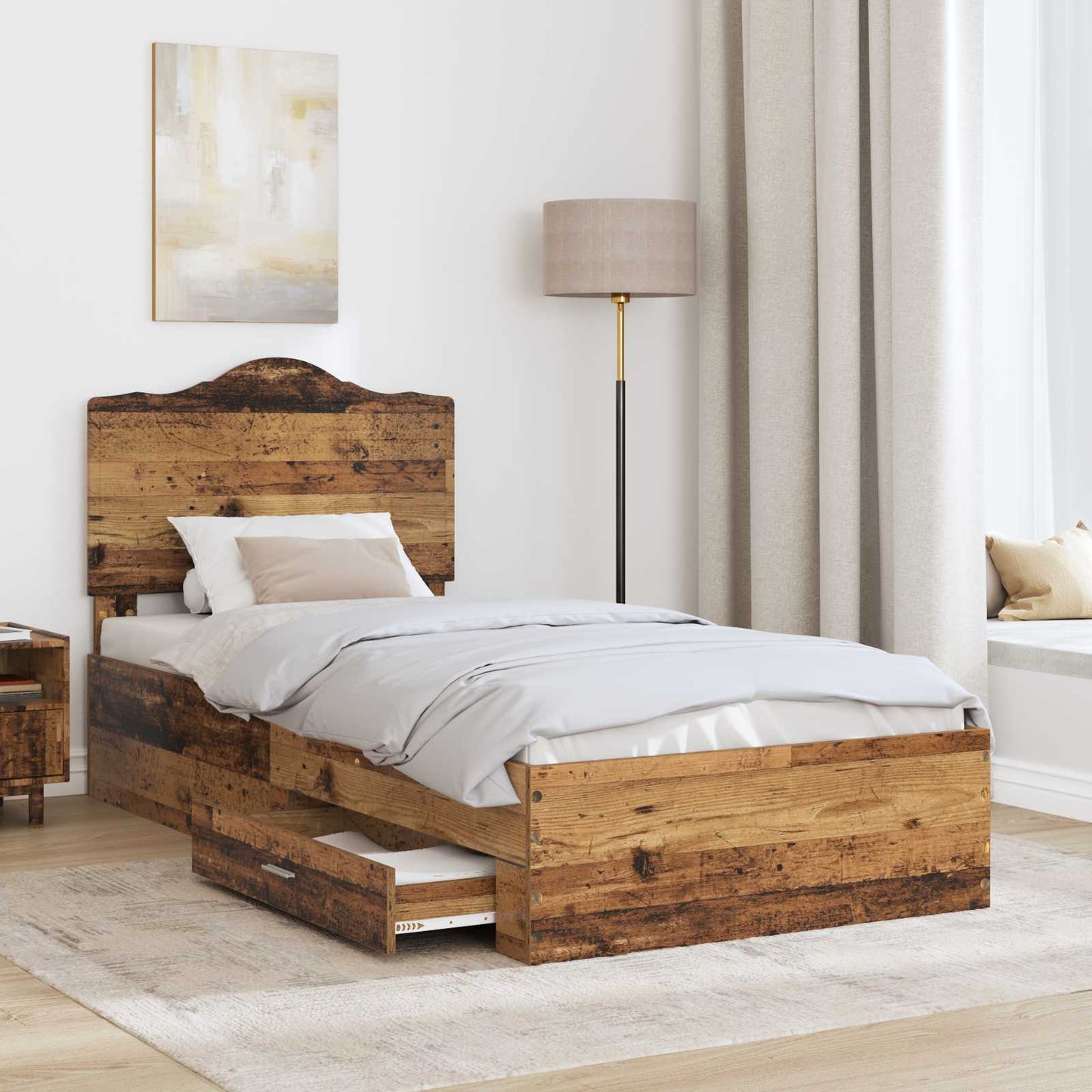 Struttura del letto con testiera Legno vecchio 100 x 200 cm | homemem39
