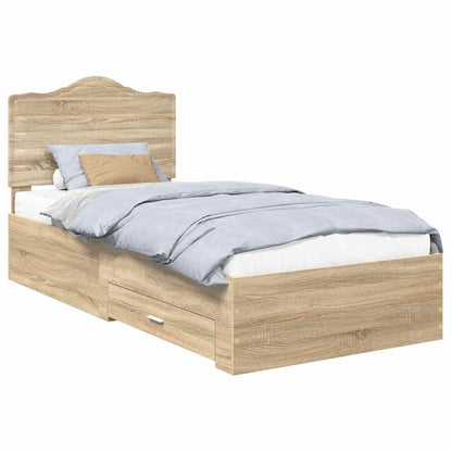 Struttura del letto Rovere Sonoma 90 x 200 cm Legno multistrato | homemem39