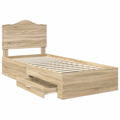 Struttura del letto Rovere Sonoma 90 x 200 cm Legno multistrato | homemem39