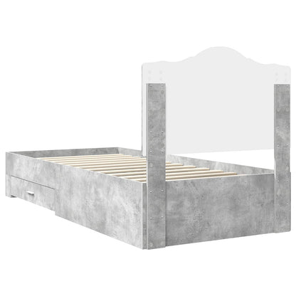 Struttura del letto con testiera Grigio cemento 90 x 200 cm | homemem39