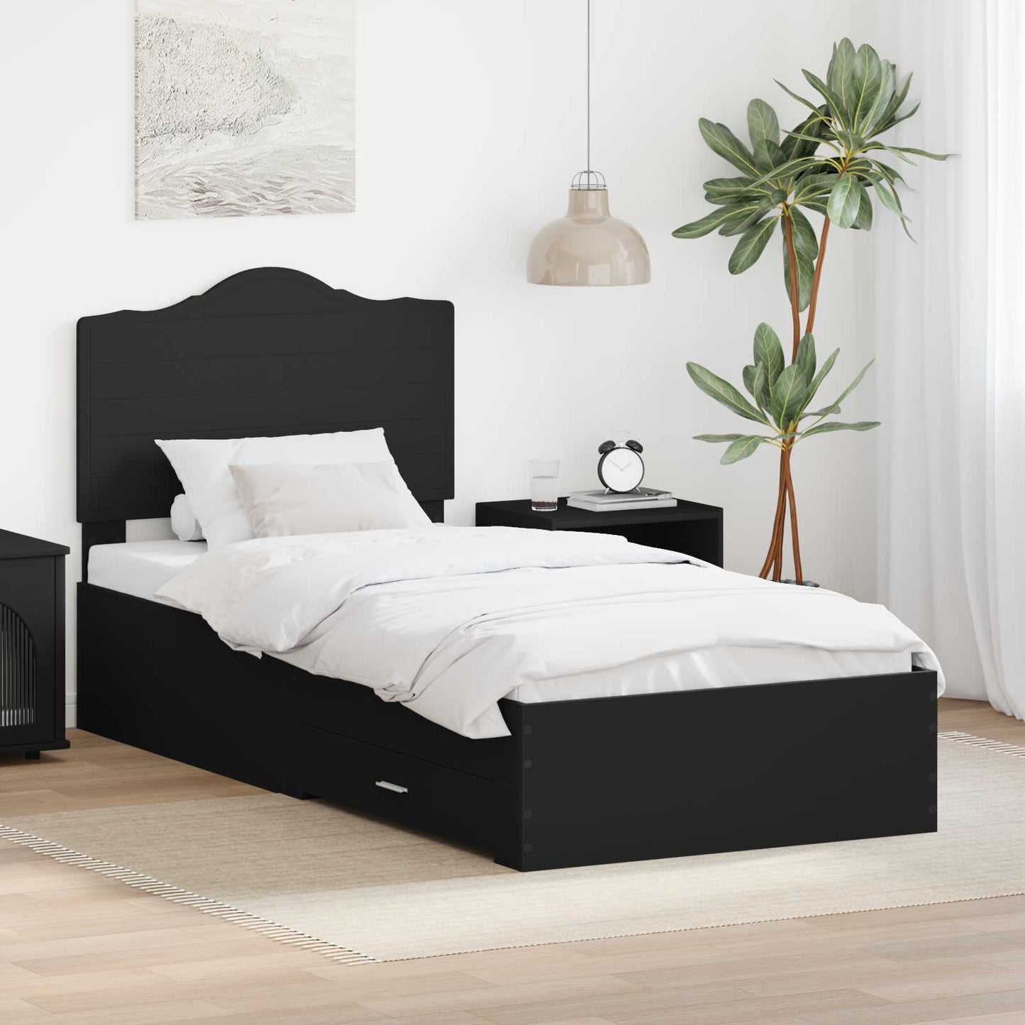 Struttura del letto Nero 70 x 190 cm Legno multistrato | homemem39
