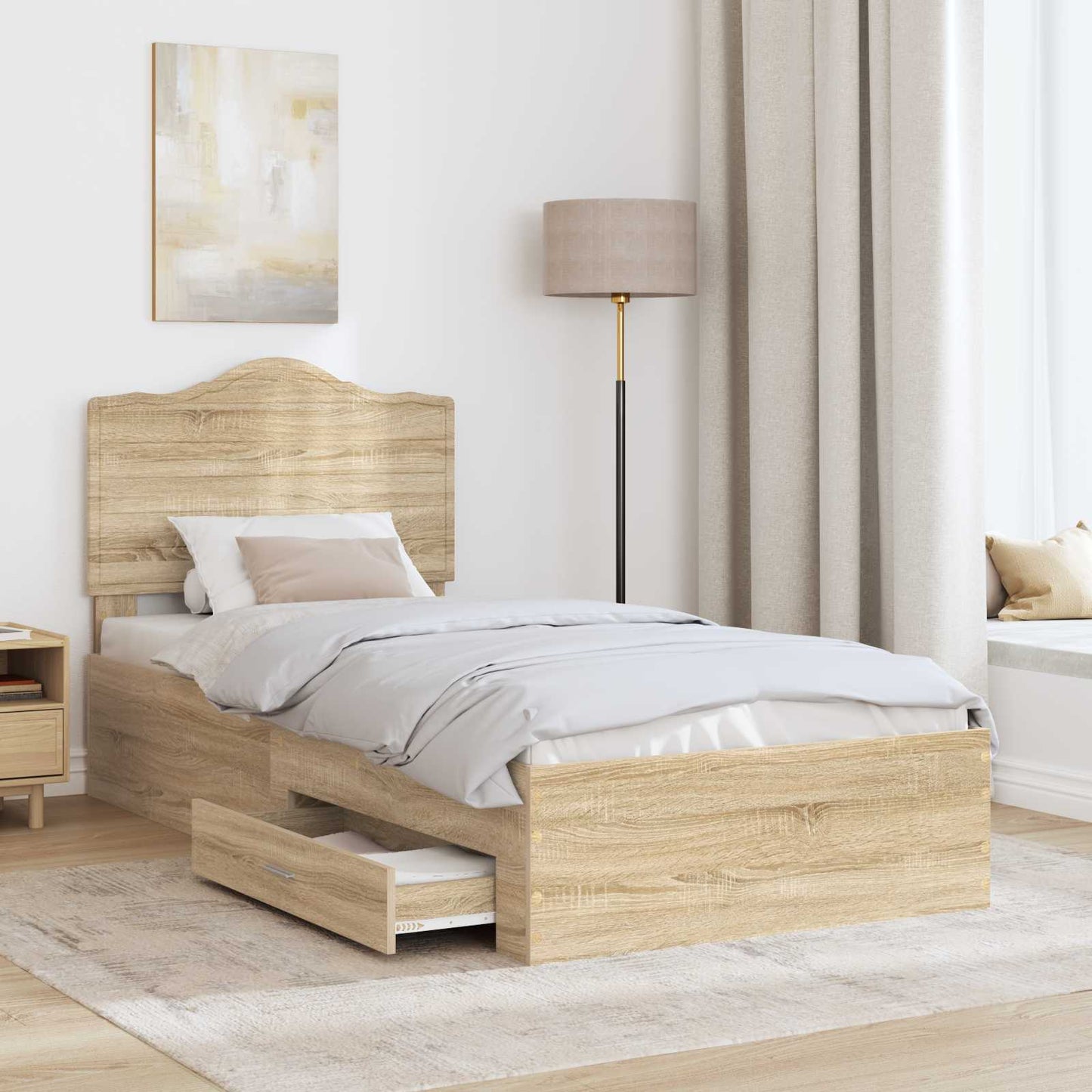 Struttura del letto Rovere Sonoma 70 x 190 cm Legno multistrato | homemem39