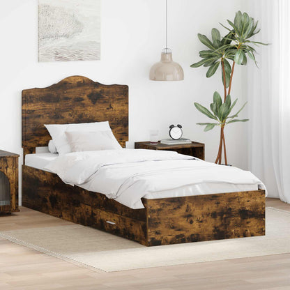 Struttura del letto Rovere fumé 70 x 190 cm Legno multistrato | homemem39