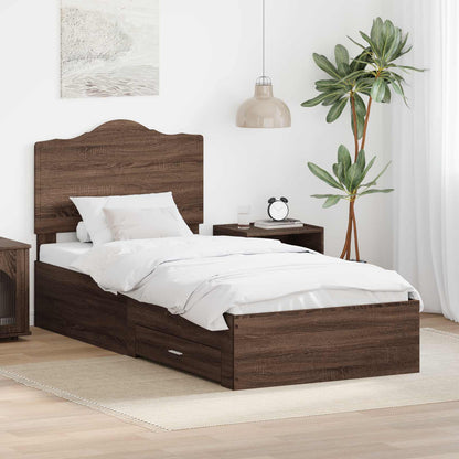 Struttura del letto con testiera Rovere Marrone 70 x 190 cm | homemem39