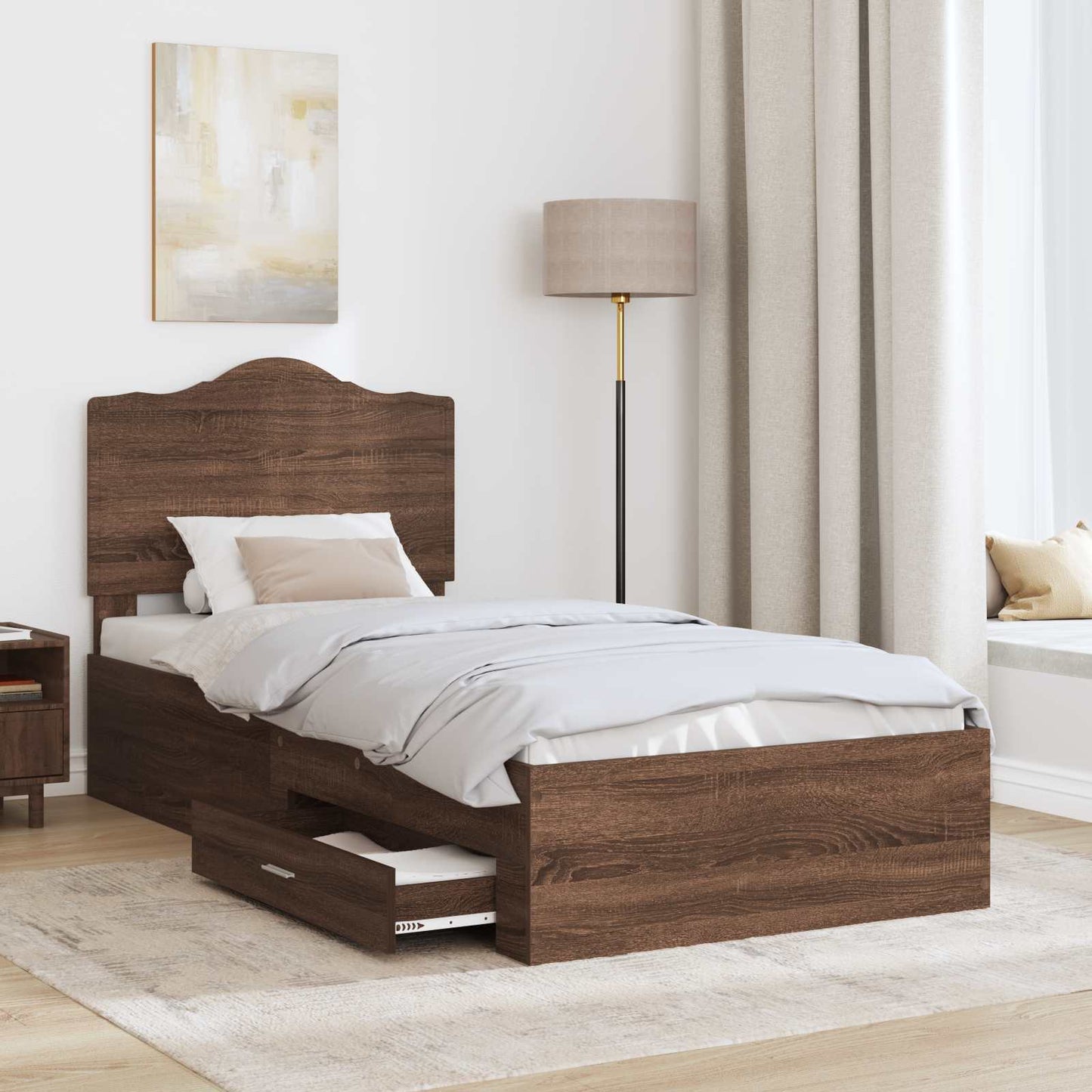Struttura del letto con testiera Rovere Marrone 70 x 190 cm | homemem39