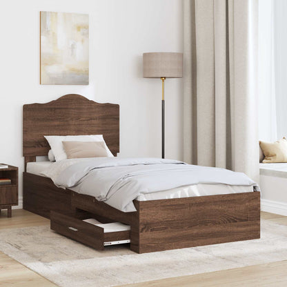 Struttura del letto con testiera Rovere Marrone 70 x 190 cm | homemem39