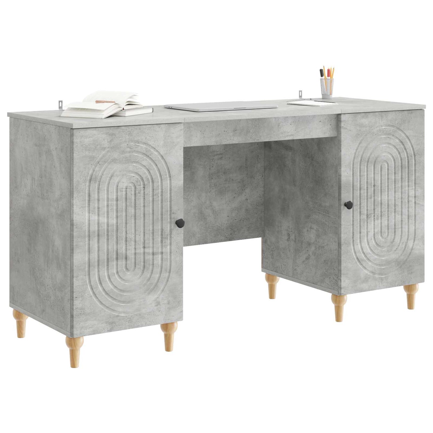 Scrivania con lo scaffale Grigio Cemento 142,5 x 50 x 75 cm | homemem39