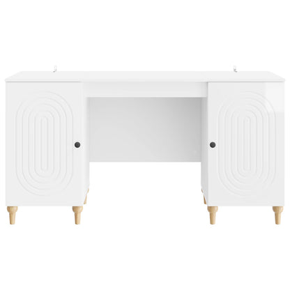 Scrivania Bianco lucido 142,5 x 50 x 75 cm Legno ingegnerizzato