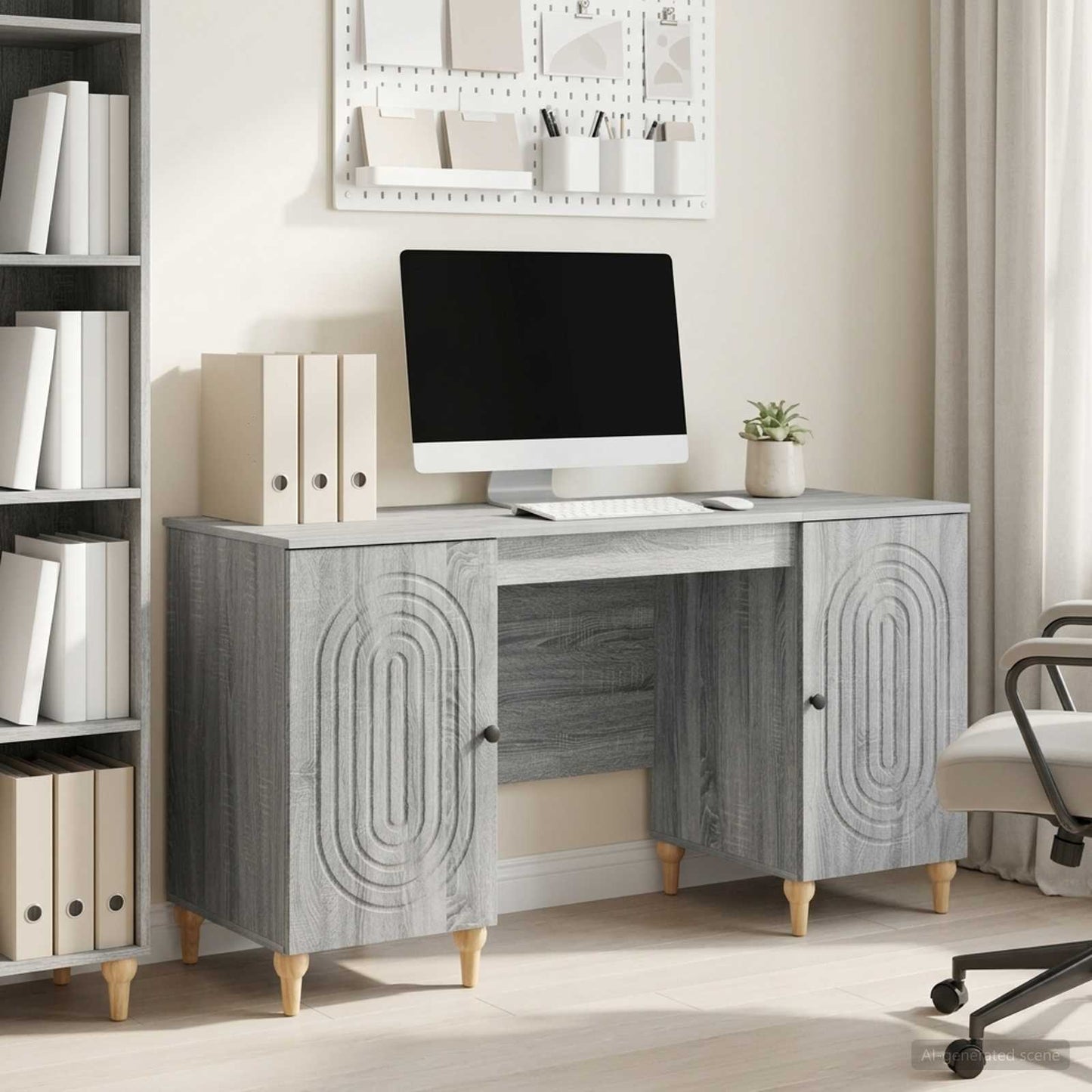 Scrivania Grigio Sonoma 142,5 x 50 x 75 cm Legno ingegnerizzato