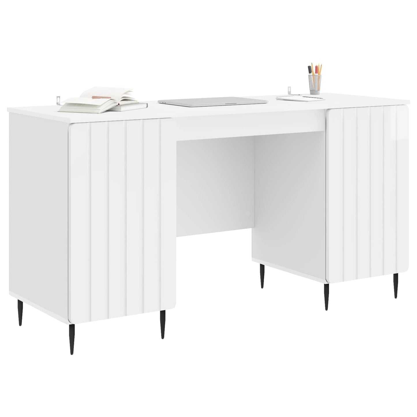 Scrivania Bianco Lucido 142,5 x 50 x 75 cm Legno ingegnerizzato