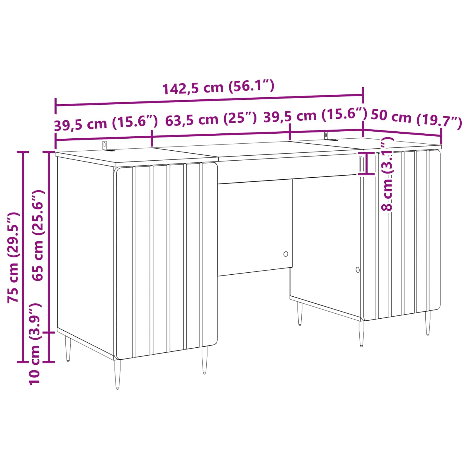 Scrivania Rovere Fumo 142,5 x 50 x 75 cm Legno ingegnerizzato | homemem39