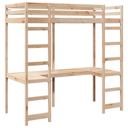 Struttura per letto soppalco Naturale 90 x 200 cm Pino massello | homemem39