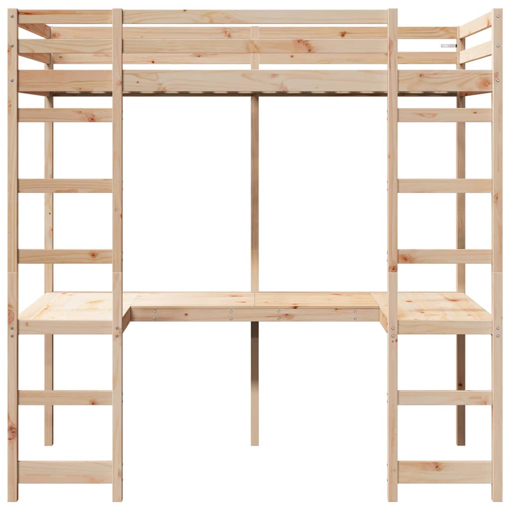 Struttura per letto soppalco Naturale 90 x 200 cm Pino massello | homemem39