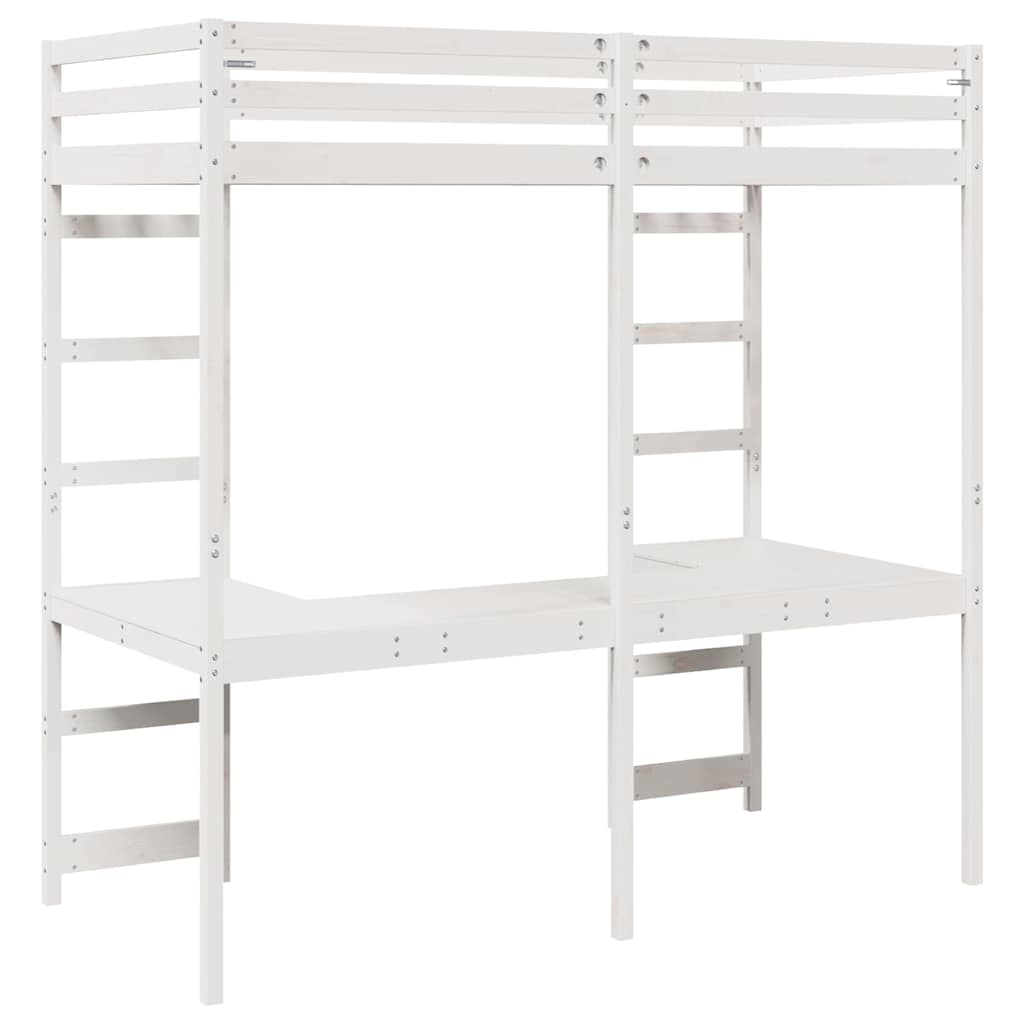 Struttura per letto soppalco Bianco 90 x 200 cm Pino massello | homemem39