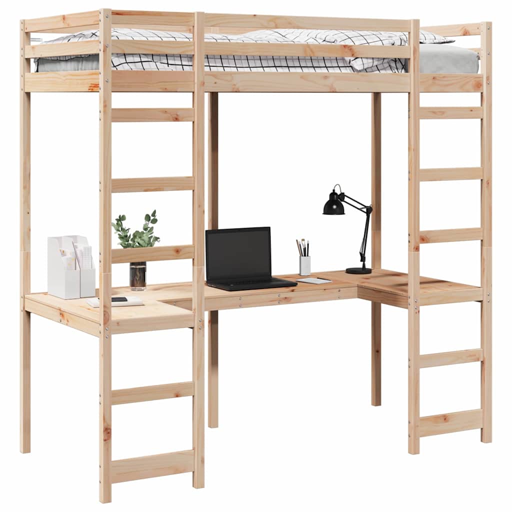 Struttura per letto soppalco Naturale 90 x 190 cm Pino massello | homemem39