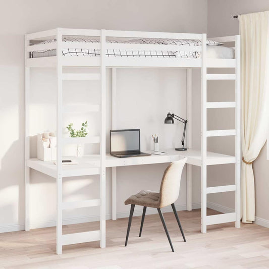 Struttura per letto soppalco Bianco 90 x 190 cm Pino massello | homemem39