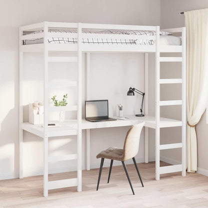 Struttura per letto soppalco Bianco 75 x 190 cm Pino massello | homemem39