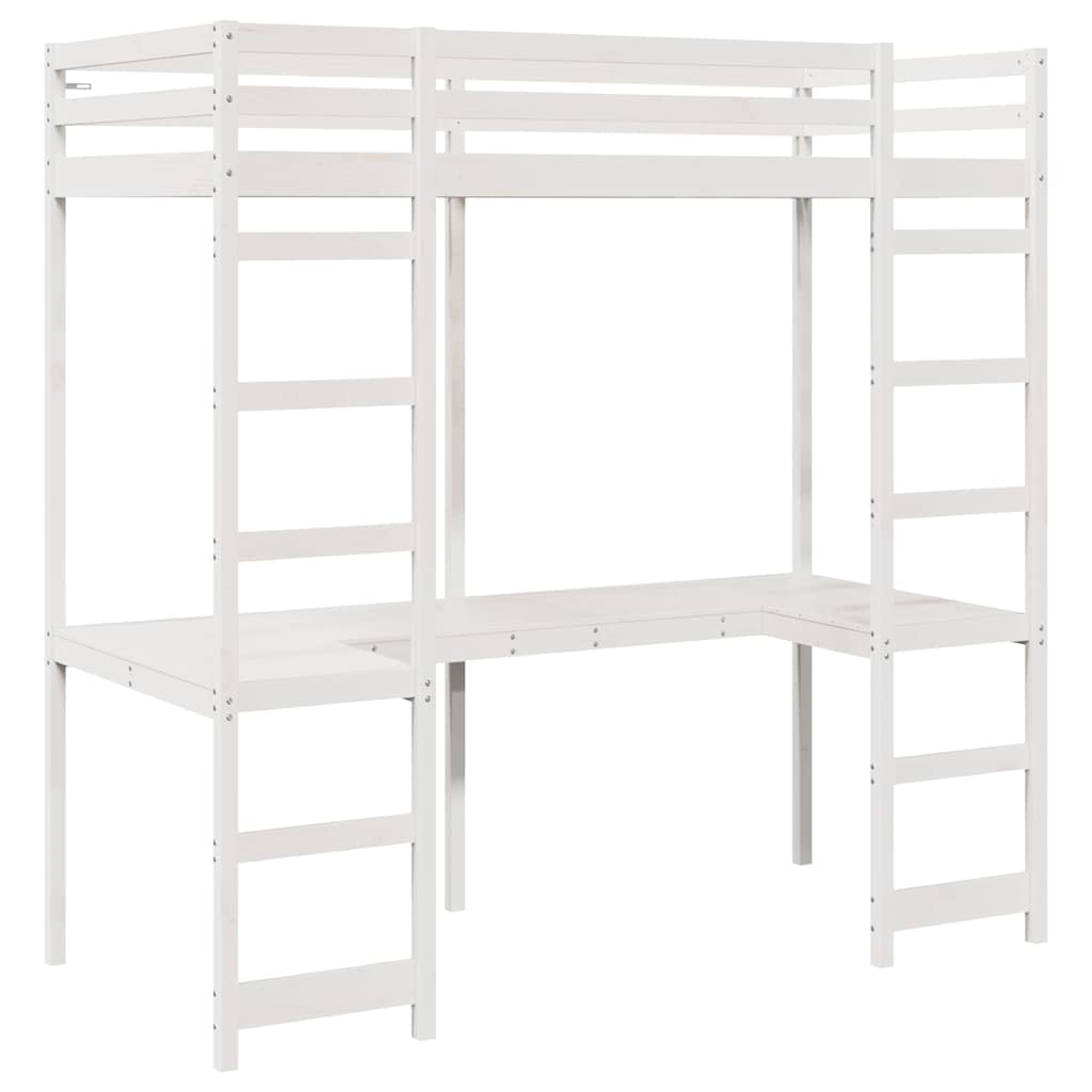 Struttura per letto soppalco Bianco 75 x 190 cm Pino massello | homemem39