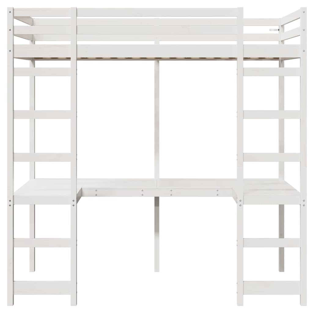 Struttura per letto soppalco Bianco 75 x 190 cm Pino massello | homemem39