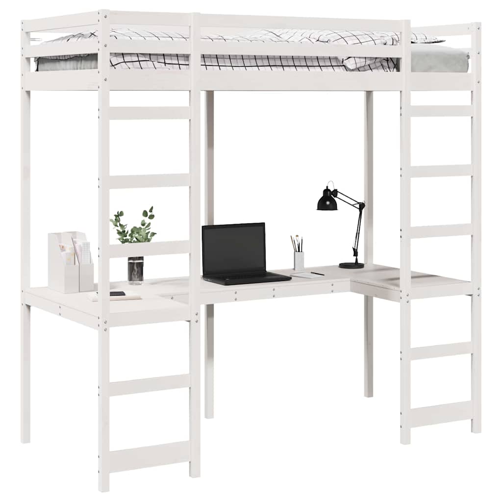 Struttura per letto soppalco Bianco 75 x 190 cm Pino massello | homemem39