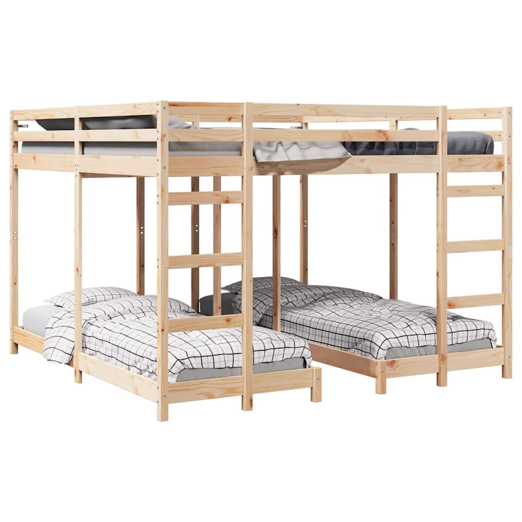 Struttura letto a castello triplo Naturale 80 / 200 x 200 cm | homemem39