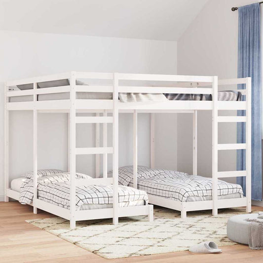 Struttura letto a castello triplo Bianco 200 x 200 cm