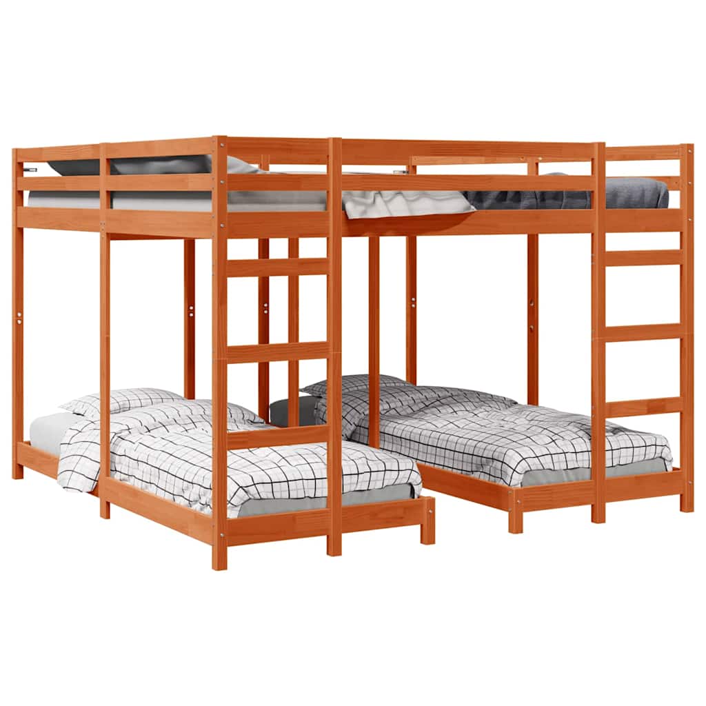 Struttura letto a castello triplo Marrone cerato 200 x 200 cm