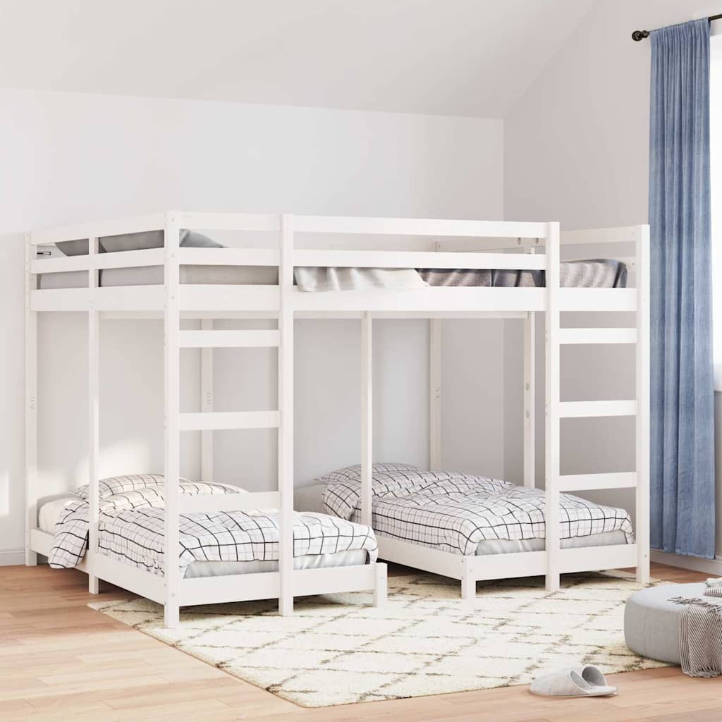 Struttura letto a castello triplo Bianco 160 x 200 cm