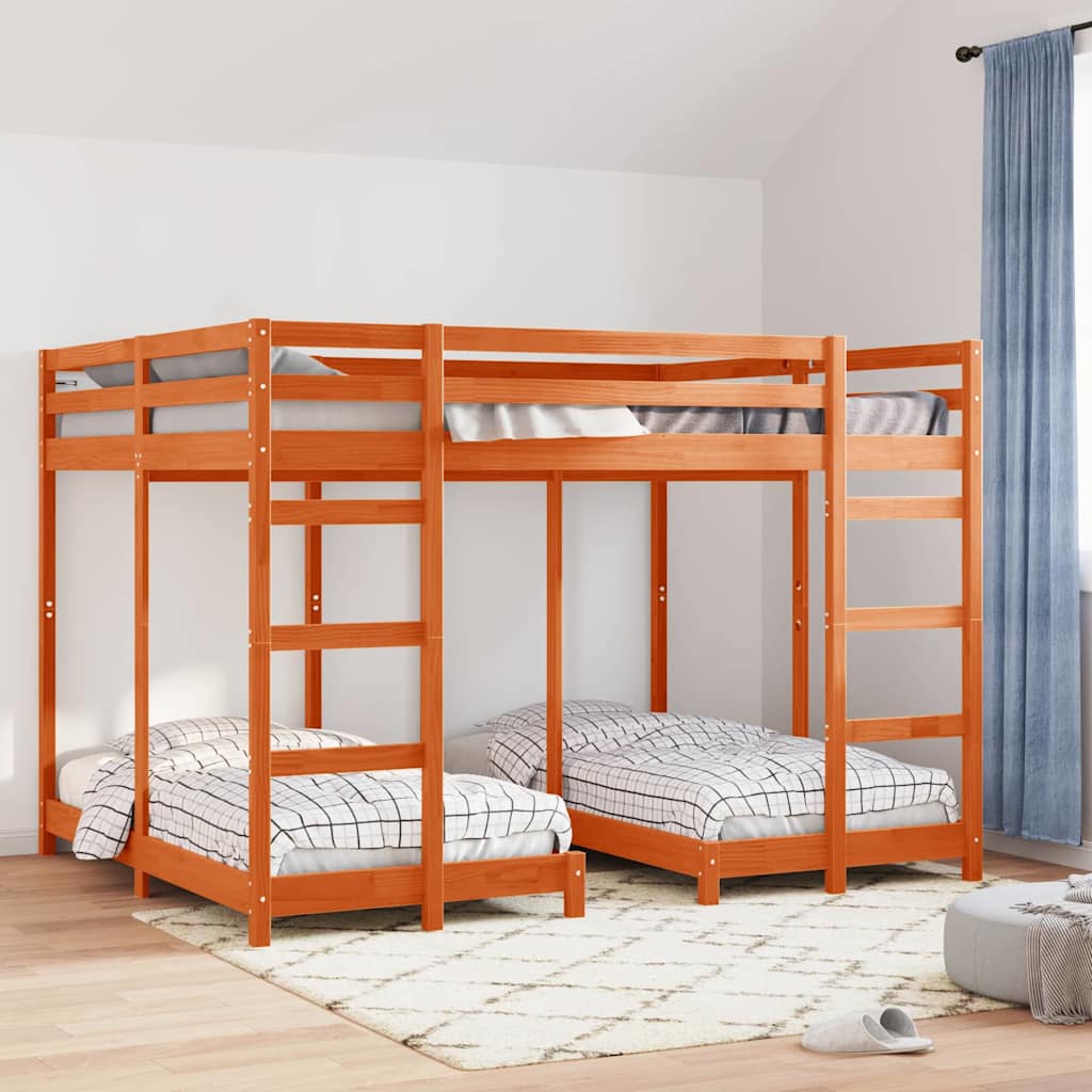 Struttura letto a castello triplo Cera marrone 160 x 200 cm | homemem39
